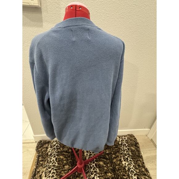 Blue Knit Sweater Relaxed Fit Pullover Long Sleeve Cozy Casual Top - Picture 2 of 6